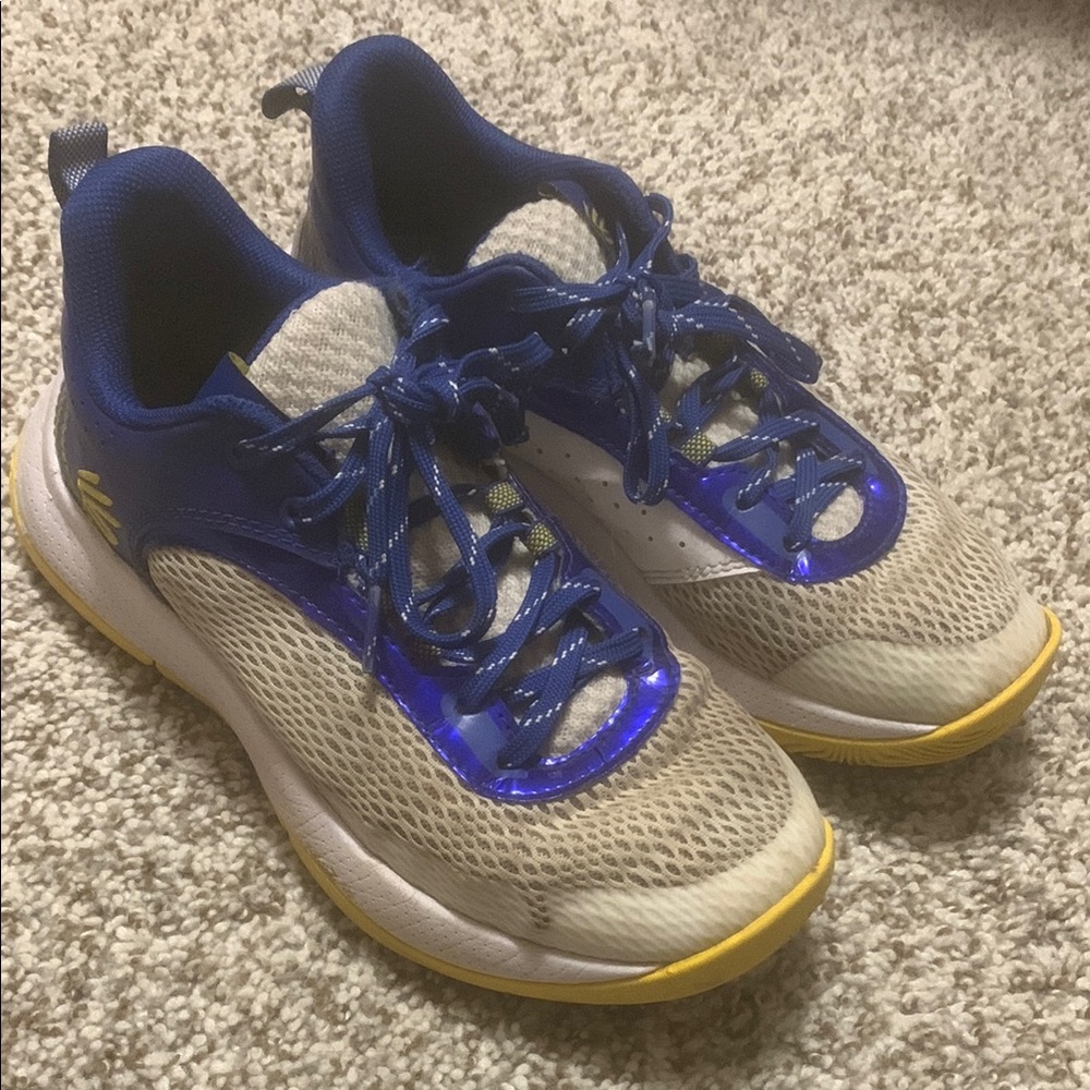 Blue and Yellow Sneakers with Breathable Mesh and Padded Tongue